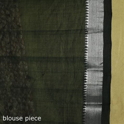 Green Handloom Cotton Zari Border Mangalagiri Saree