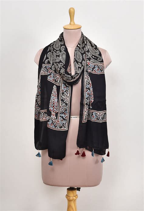 AJRAKH MODAL SILK STOLE – EkBanni