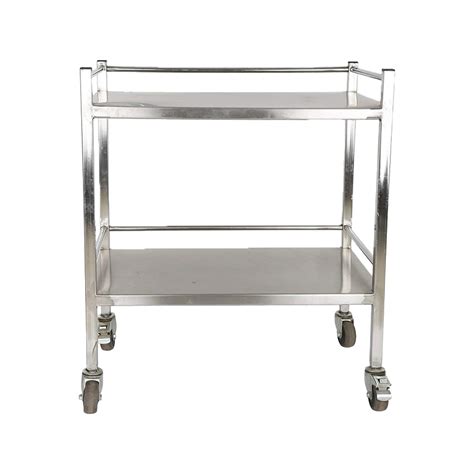 Inaithiram SSIT2RPU Stainless Steel 2 Shelves Instrument Trolley