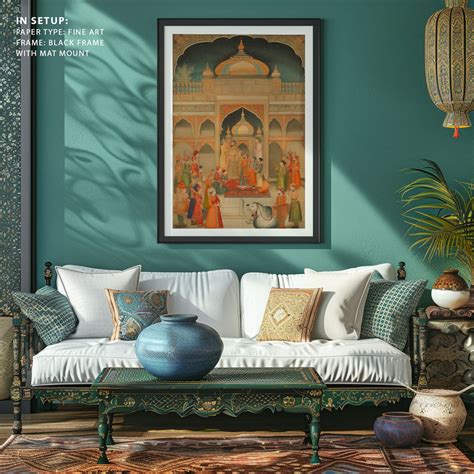 CELESTIAL COURT MUGHAL PAINTING: Buy Madhubani Paintings & Art Prints ...