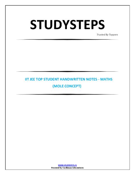 Mole Concept - WWW.STUDYSTEPS Powered by Vardhman Eduventures ...