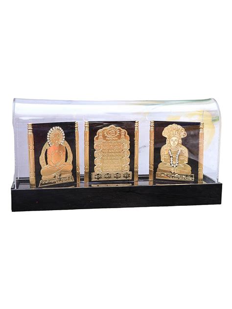 Gold Plated Navkar Mantra with Mahavir and Parshvanath idol show piece ...