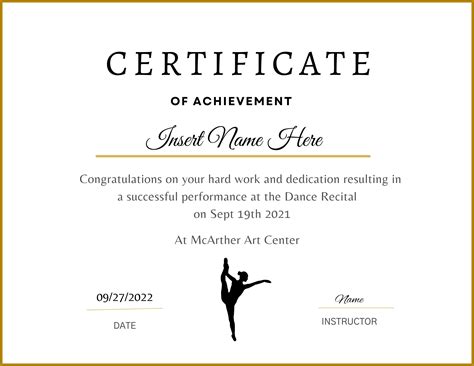 EDITABLE Dancer Certificate INSTANT DOWNLOAD, Dancing Award, Dancer ...