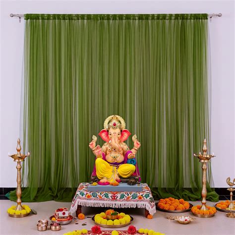 Buy Dark Green Backdrop Ganpati Decor in India at Best Price - Zop by ...