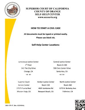 Fillable Online occourts SHC-CIV-07 (Rev Fax Email Print - pdfFiller