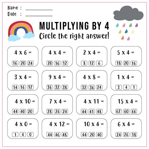 Multiplication 4 Worksheets