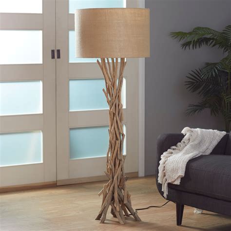 "Beige Wood Rustic Floor Lamp, 62" x 22" x 22" By Ivory And Iris ...