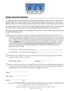 Fillable Online Cargo Insurance Election Fax Email Print - pdfFiller