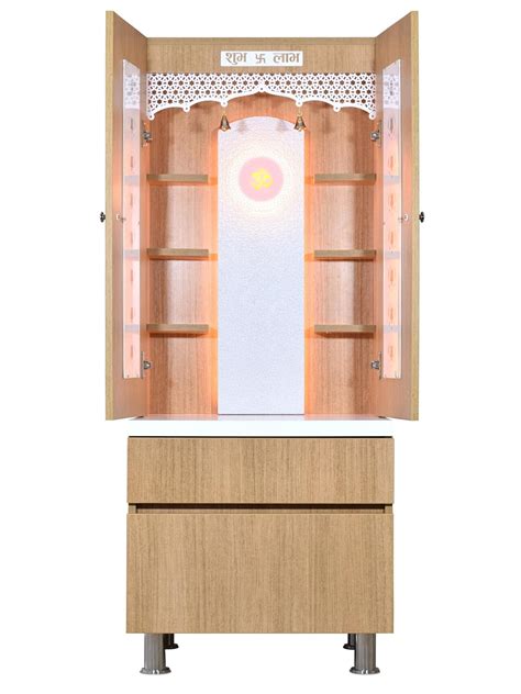 The Mandir Store Wooden Home Temple with Doors in Natural Teakwood ...