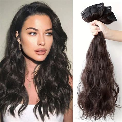 3pcs-Set-Clip-In-Curly-Wavy-Hair-Extensions-20-Inch-Long-Black-Brown ...