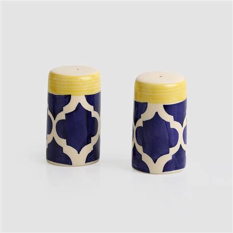 Buy Earthystone Hand Glazed Ceramic Salt & Pepper Shakers Set - Salt ...