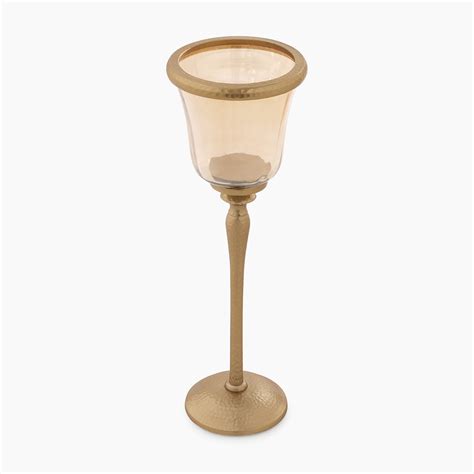 Amber & Gold Votive Candle Holder with Base - Large