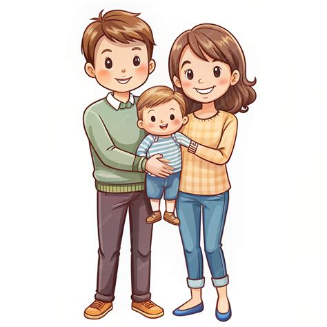Premium Photo | Cute Father and mother holding a child cartoon illustration