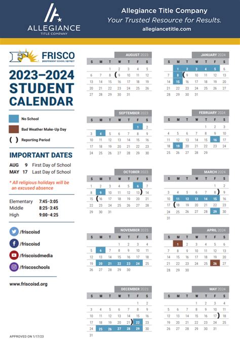 School District Calendars for 2023 - 2024 - Allegiance Title ...