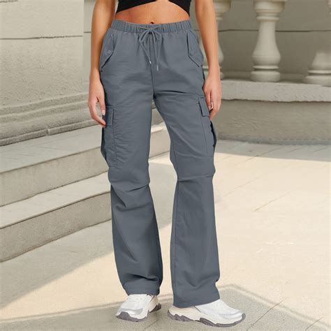 Gray Cargo Pants Women Baggy Cargo Pants Women High Waisted Hiking ...