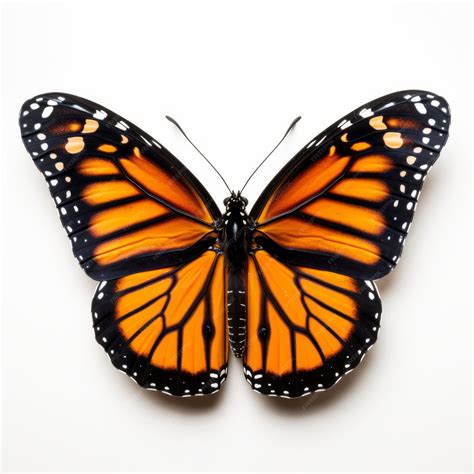 Premium Photo | Symmetrical Monarch Butterfly On White Background