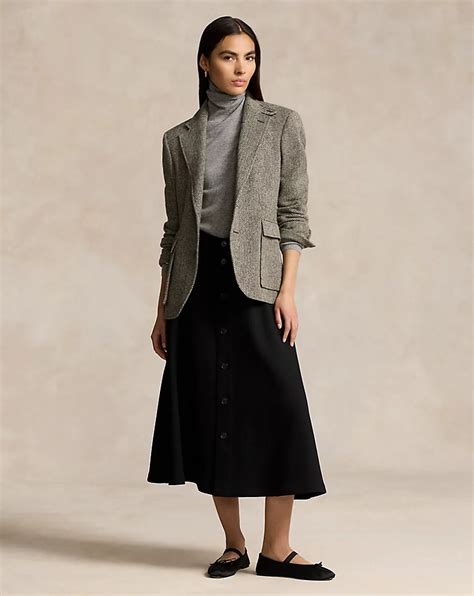Wool Crepe Buttoned Skirt for Women | Ralph Lauren® IN
