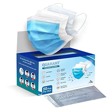 QUARANT Melt Blown - SMMS Fabric 3 Ply Disposable Face Mask with Nose ...