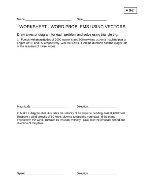 Image result for Resultant Vector Worksheet
