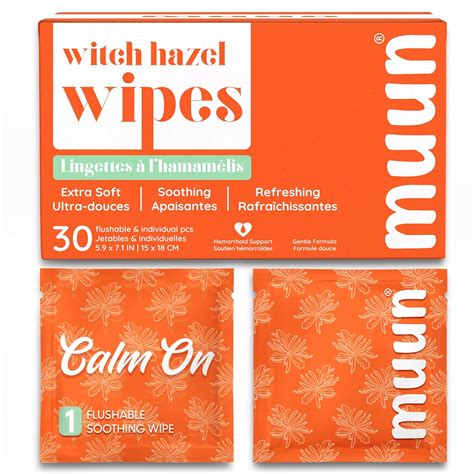 Witch Hazel Wipes (30 Counts) - Soothing Feminine & Hemorrhoids Wipes - Postpartums Support ...
