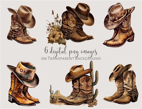 Cowboy Boots and Hat Clipart PNG Cowgirl Boots Clip Art Commercial Use ...