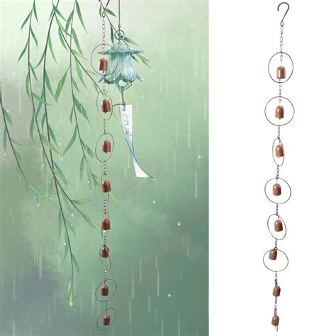Amazon.com : Hanging Rain Chime Metal Rain Chain Garden Wind Chimes Decorative Bell Musical Rain ...