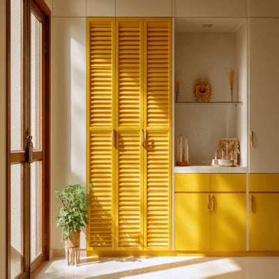 Golden Campino Modern Pooja Room Design