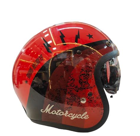 NIKKO RETRO JET CLASSIC HELMET- GLOSS RED – Arihant Helmets