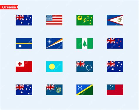 Premium Vector | Flags of the countries of the Oceania continent Color flags of countries ...