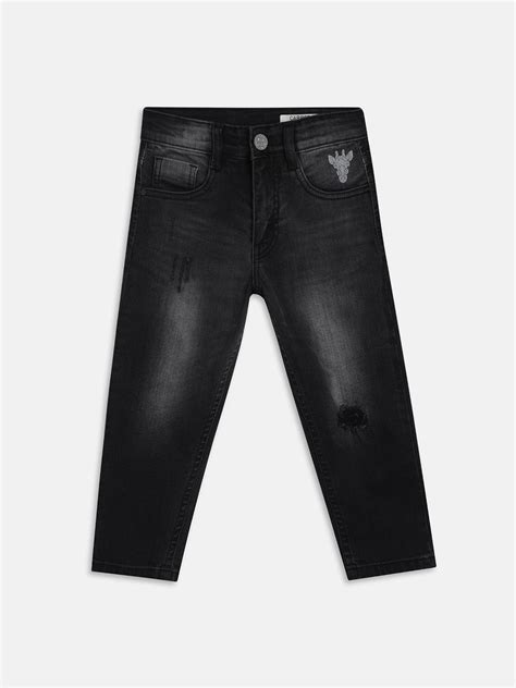 Shop Blue Giraffe Boys Grey Solid Carrot Fit Jeans Online – Iconic India