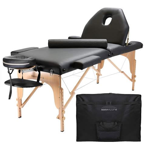 Professional Portable Massage Table with Backrest - Black - Saloniture