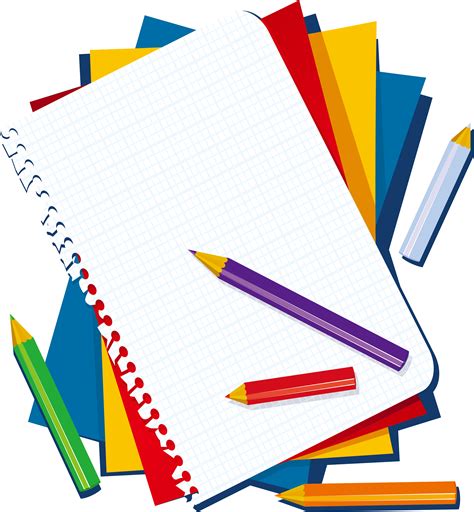 Colored Pencil Book Clip Art - Notebook Paper And Pencil Clipart - Png ...
