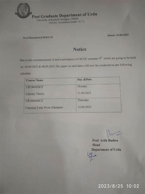 Department of Urdu, University of Kashmir