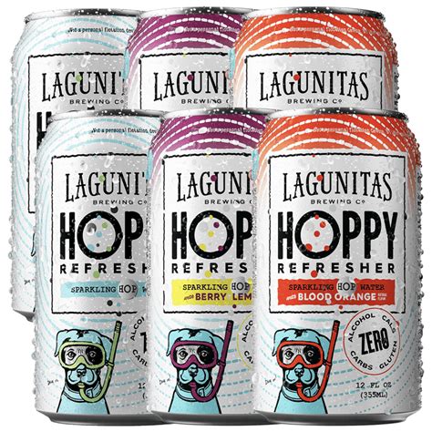 Lagunitas Hoppy Refresher, Blood Orange, Sparkling Hop Water & Berry ...