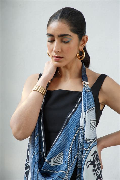 Buy Luxury Dahab Denim Blue Designer Scarves For Women – Kamaali Pret