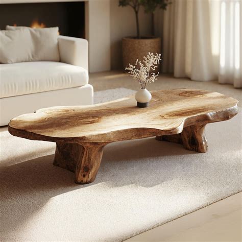 Modern Natural Wood Coffee Table Live Edge Farmhouse Table Handmade ...