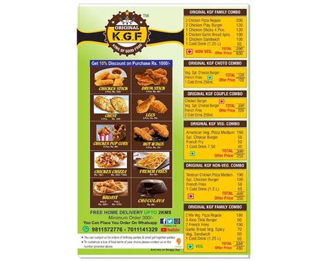 Menu at Original kgf king of good food, New Delhi