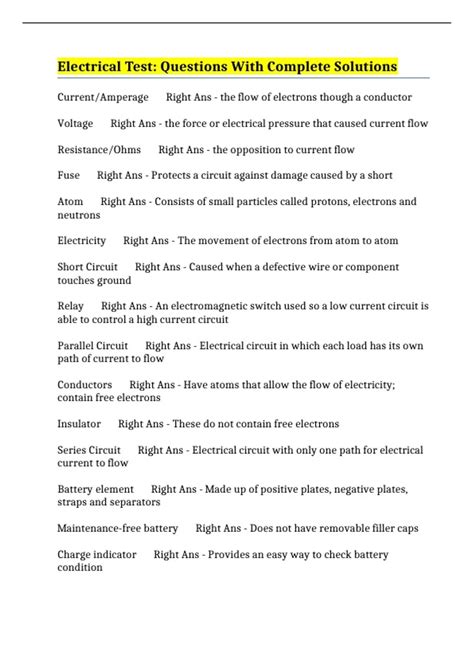 Image result for Basic Electrical Test Questions