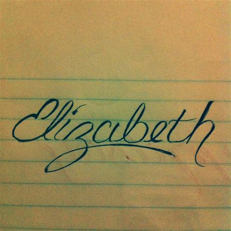 Elizabeth in Cursive Calligraphy on Lined Paper