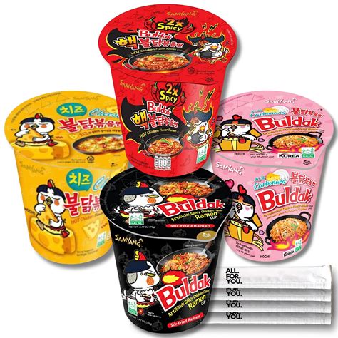 Buy Buldak Ramen Noodles 4 Flavor Cup Variety Combo - Total 4 pack (1 ...
