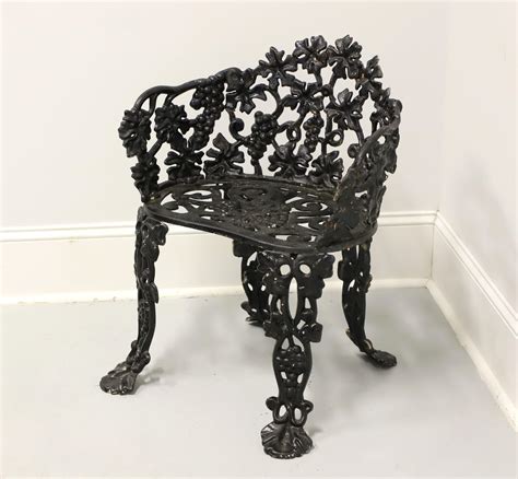 Antique Victorian Cast Iron Grape Leaf Garden Settee, Chairs, Table- 4 ...