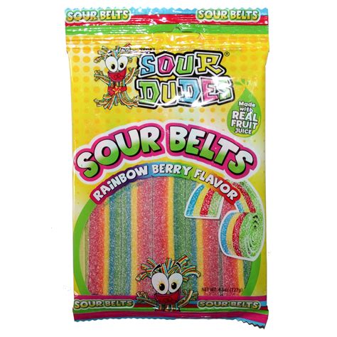 Amazon.com : Sour Dudes (1) Bag Sour Belts - Rainbow Berry Flavor ...