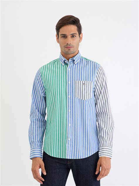 Shop Gant Men Blue Striped Collar Shirt Online