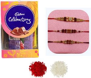 Cadbury Beautiful Designer Rakhi Combo Set Of 3 Combo Price in India ...