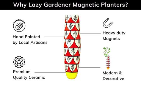Buy Lazy Gardener Rangoli Handpainted Ceramic Magnetic Planter for ...