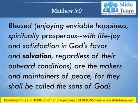 Matthew 5 9 blessed are the peacemakers power point church sermon | PDF