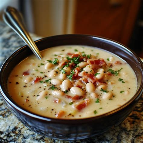 Creamy Bacon and White Bean Soup