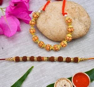 RHYTHM GIFT4U Designer Rakhi For Bhaiya Bhabhi pair rakhi | kundan ...