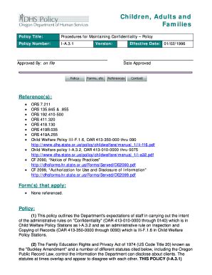 Fillable Online dhs state or Procedures for Maintaining Confidentiality ...