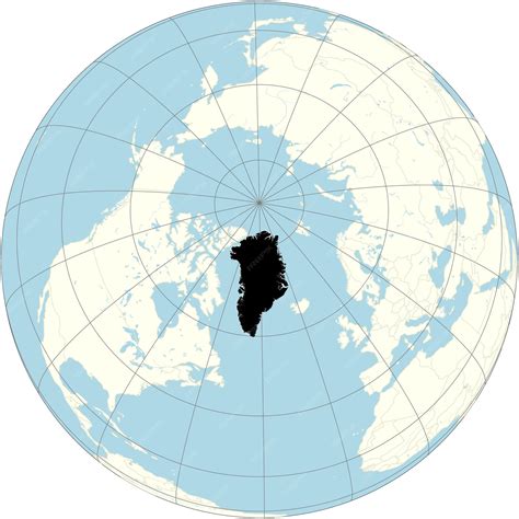 Greenland depicted prominently in the orthographic projection of the ...